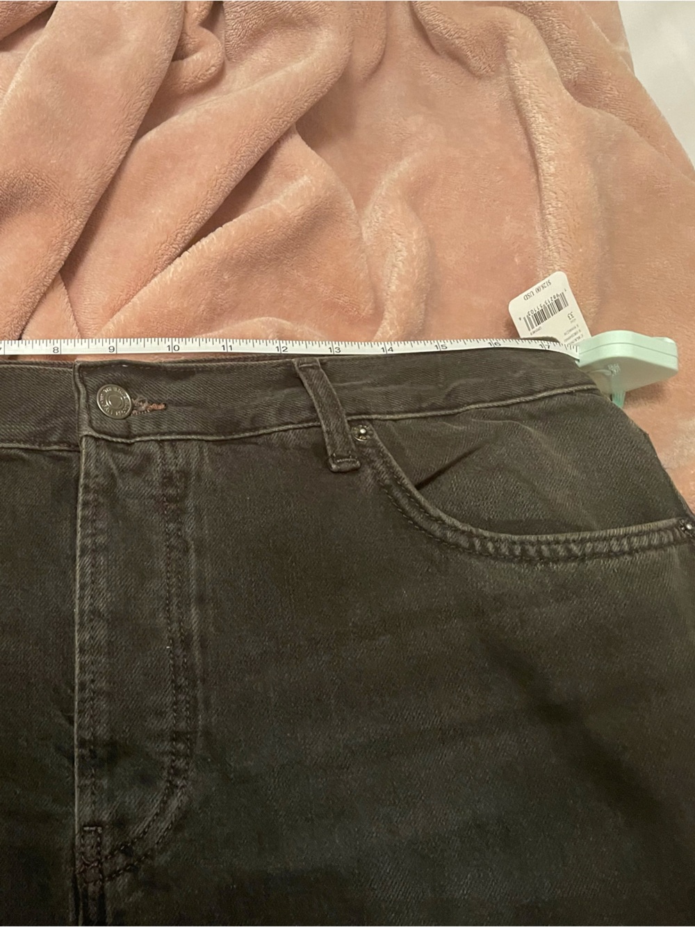 NWT FREE PEOPLE We The Free Washed Black Ripple Wide Leg Crop Jean SZ: 33 - Picture 9 of 9